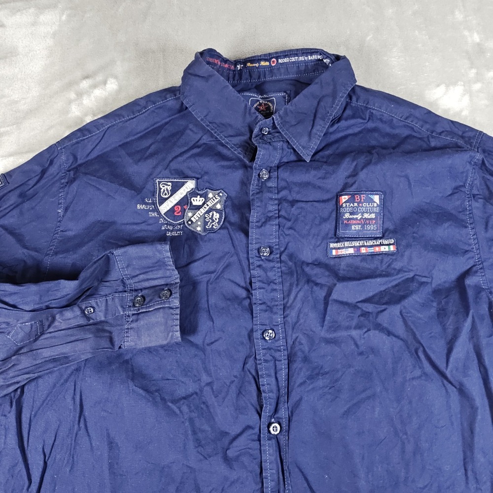 Bare Fox Shirt Mens 4XL Embroidered Patch Rodeo Western Button Up Beverly Hills